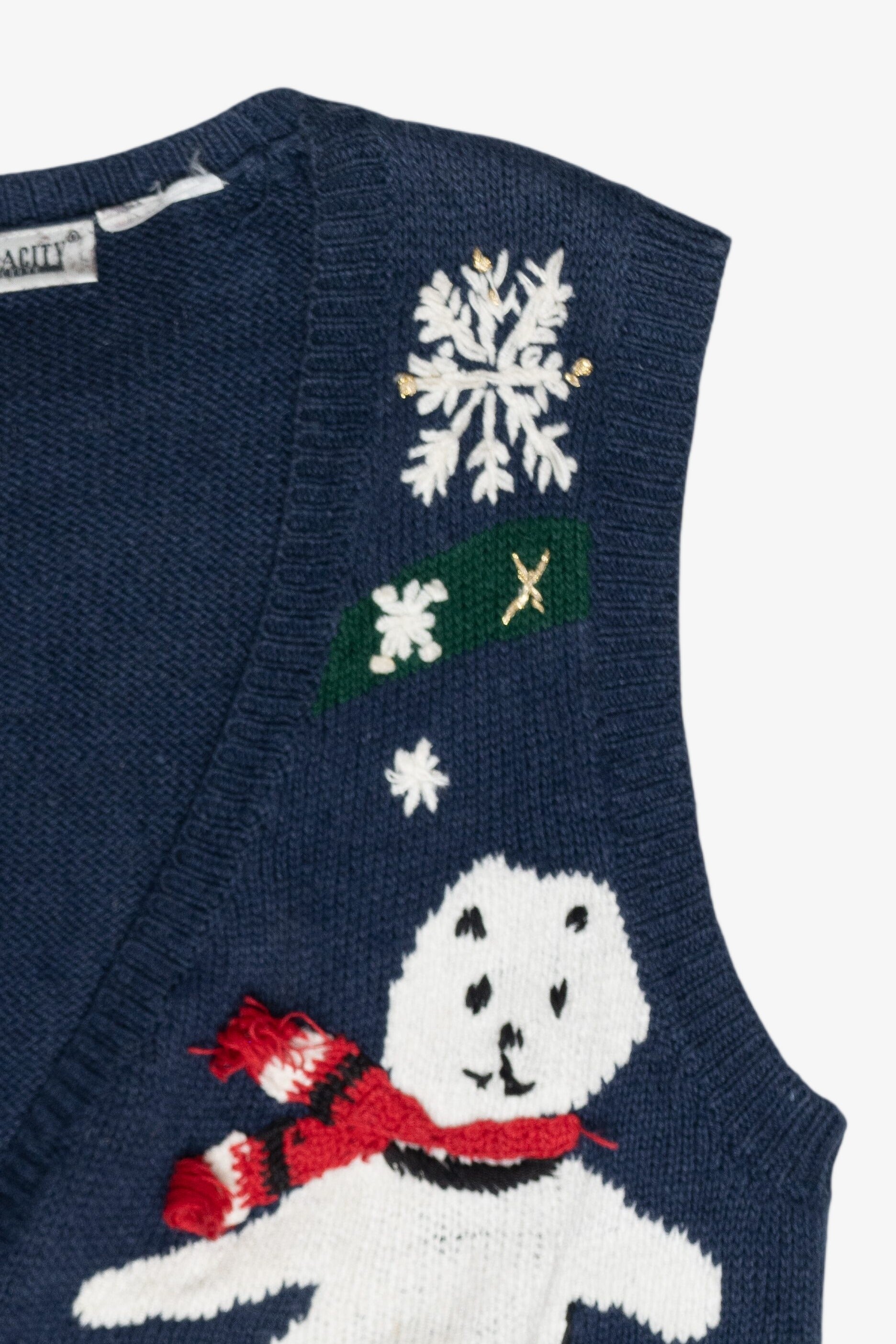 Skiing Polar Bears Vintage Ugly Christmas Vest (1990s)