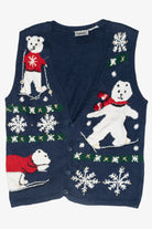 Skiing Polar Bears Vintage Ugly Christmas Vest (1990s)