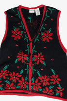 Holly Flower Vintage Ugly Christmas Vest (1980s)