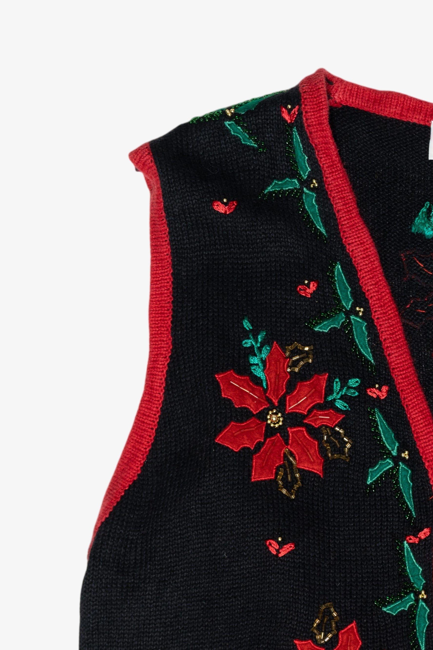 Holly Flower Vintage Ugly Christmas Vest (1980s)