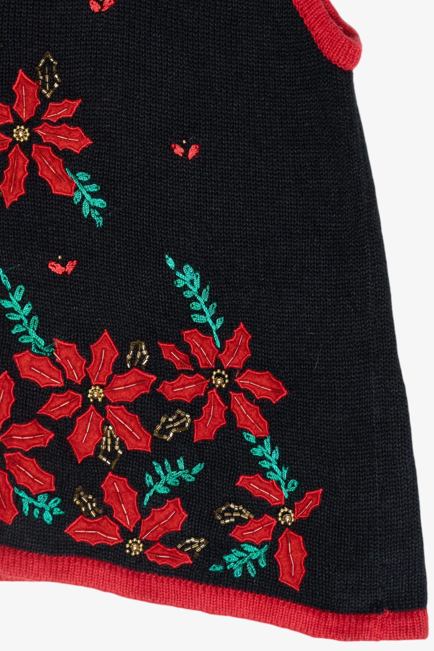 Holly Flower Vintage Ugly Christmas Vest (1980s)