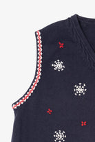 Vintage Navy Blue Northern Reflections Snowmen Ugly Christmas Vest (1990s)