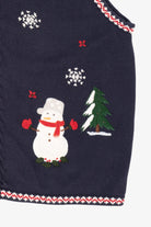 Vintage Navy Blue Northern Reflections Snowmen Ugly Christmas Vest (1990s)