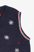 Vintage Navy Blue Northern Reflections Snowmen Ugly Christmas Vest (1990s)