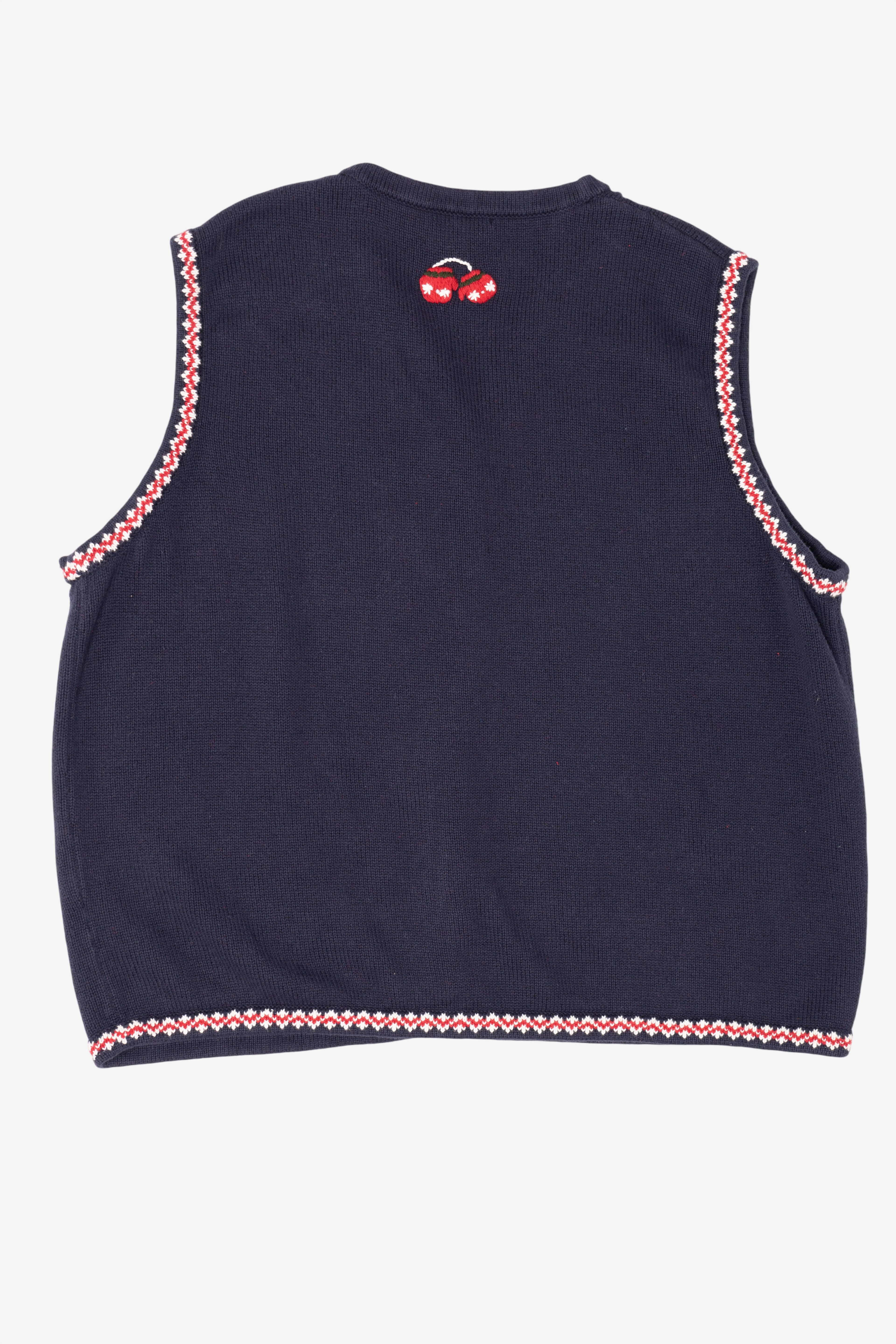 Vintage Navy Blue Northern Reflections Snowmen Ugly Christmas Vest (1990s)