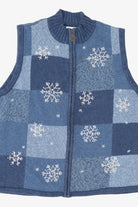 Vintage Blue Breckenridge Snowflakes Ugly Christmas Vest (2000s)