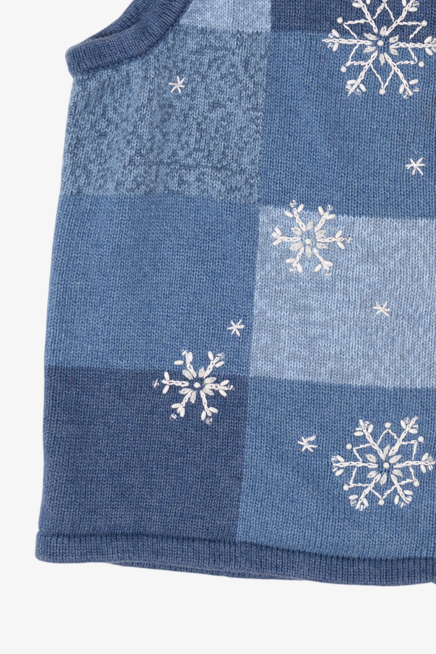Vintage Blue Breckenridge Snowflakes Ugly Christmas Vest (2000s)