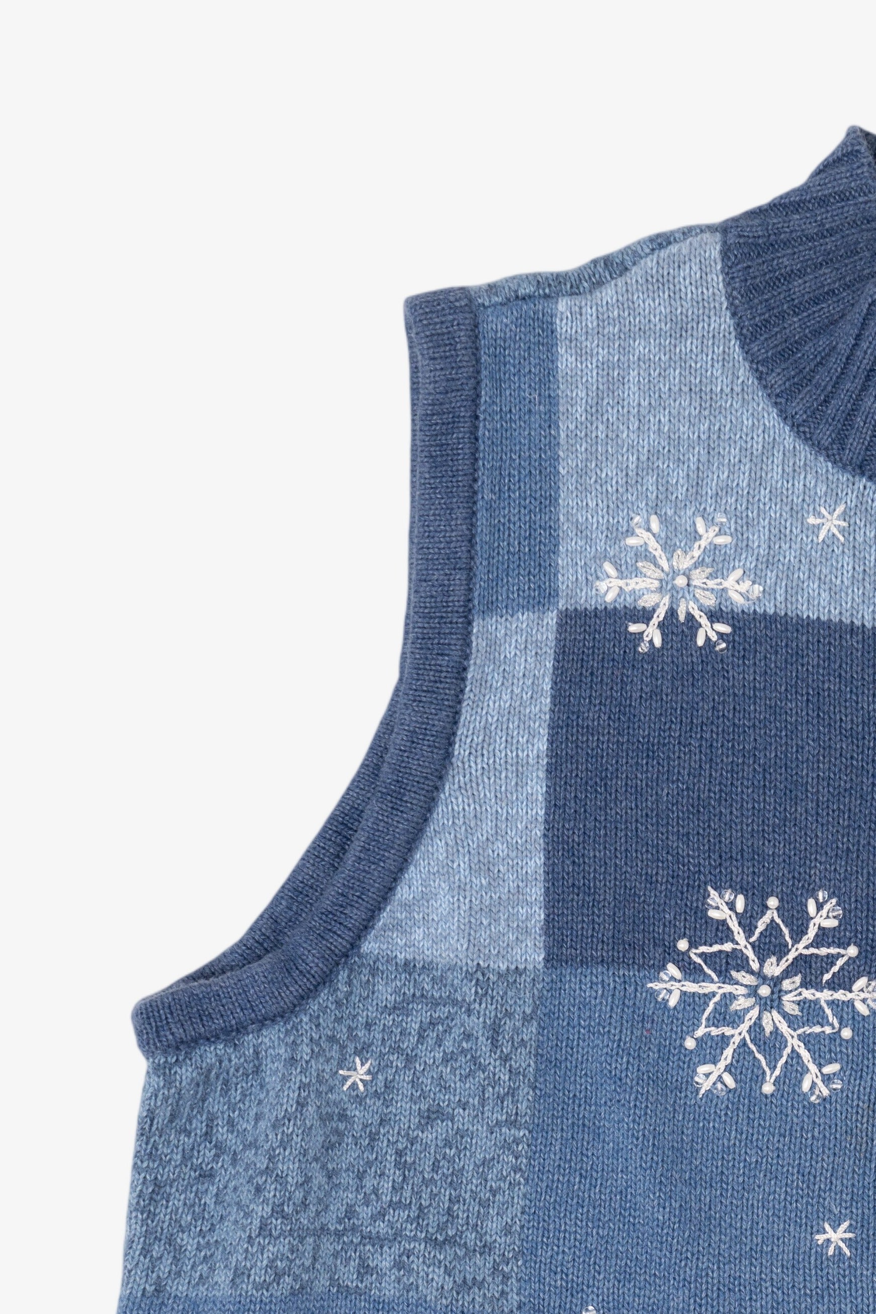 Vintage Blue Breckenridge Snowflakes Ugly Christmas Vest (2000s)