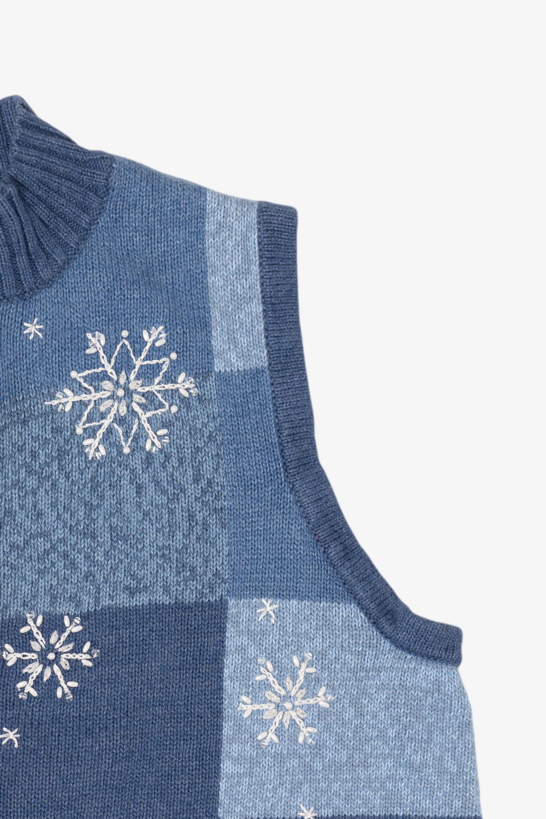 Vintage Blue Breckenridge Snowflakes Ugly Christmas Vest (2000s)