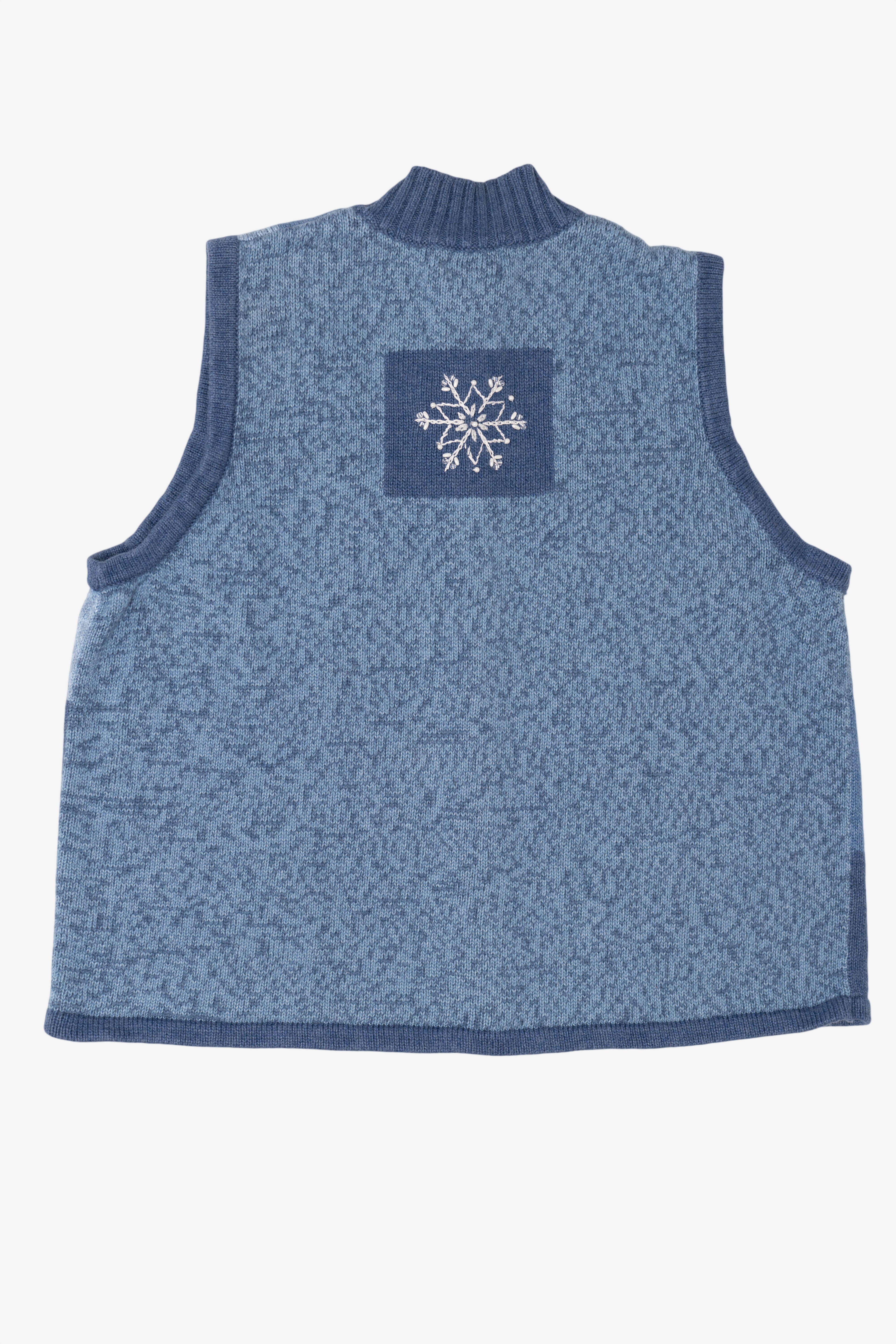Vintage Blue Breckenridge Snowflakes Ugly Christmas Vest (2000s)