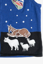 Vintage Blue Nativity Scene Ugly Christmas Sweater Vest (1990s)