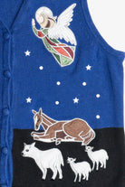 Vintage Blue Nativity Scene Ugly Christmas Sweater Vest (1990s)