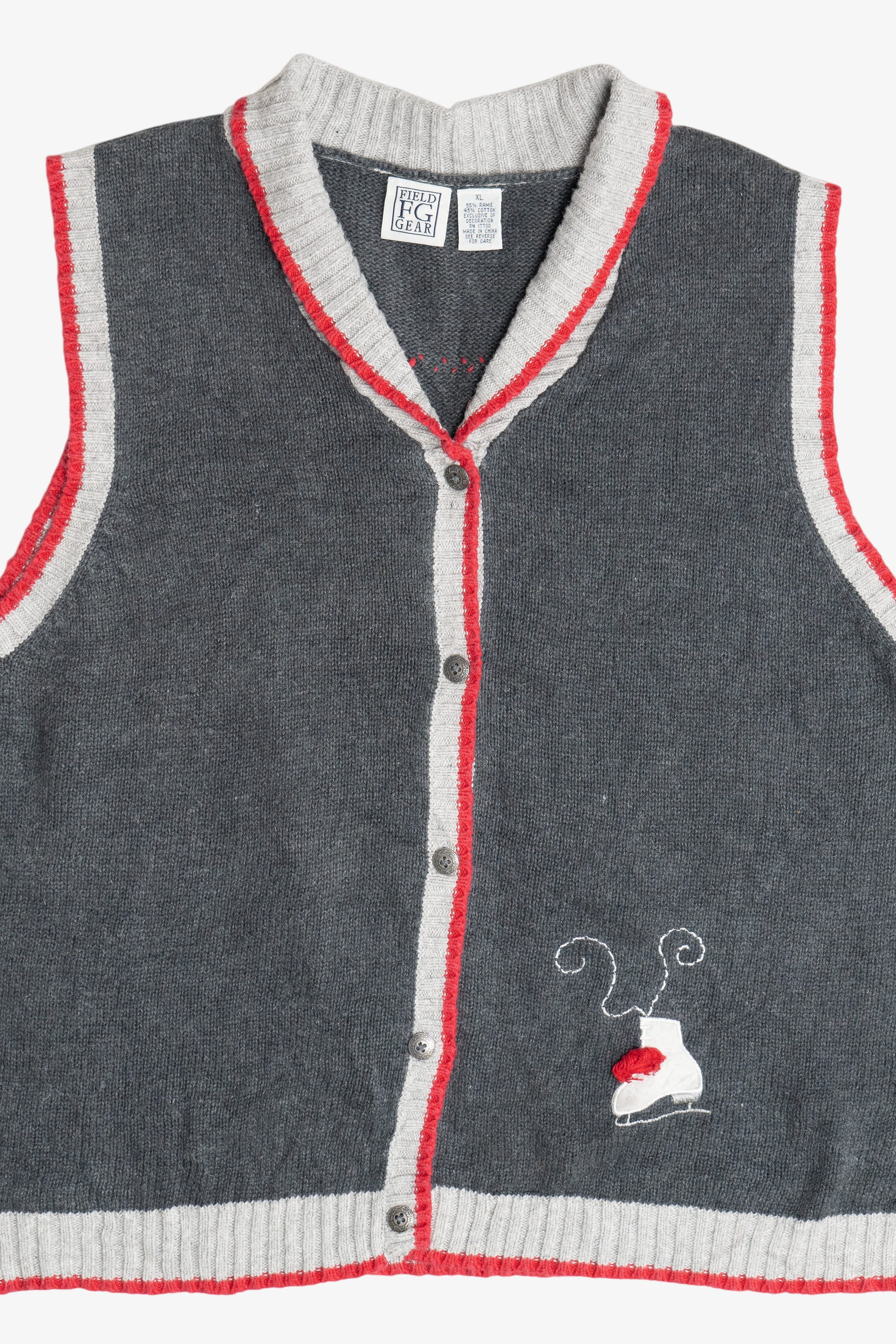 Vintage Ice Skating & Skiing Ugly Christmas Sweater Vest (2000s)