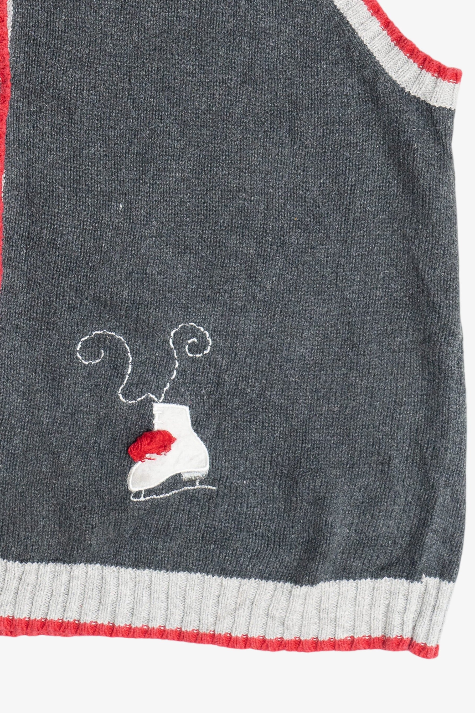 Vintage Ice Skating & Skiing Ugly Christmas Sweater Vest (2000s)