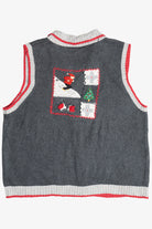 Vintage Ice Skating & Skiing Ugly Christmas Sweater Vest (2000s)