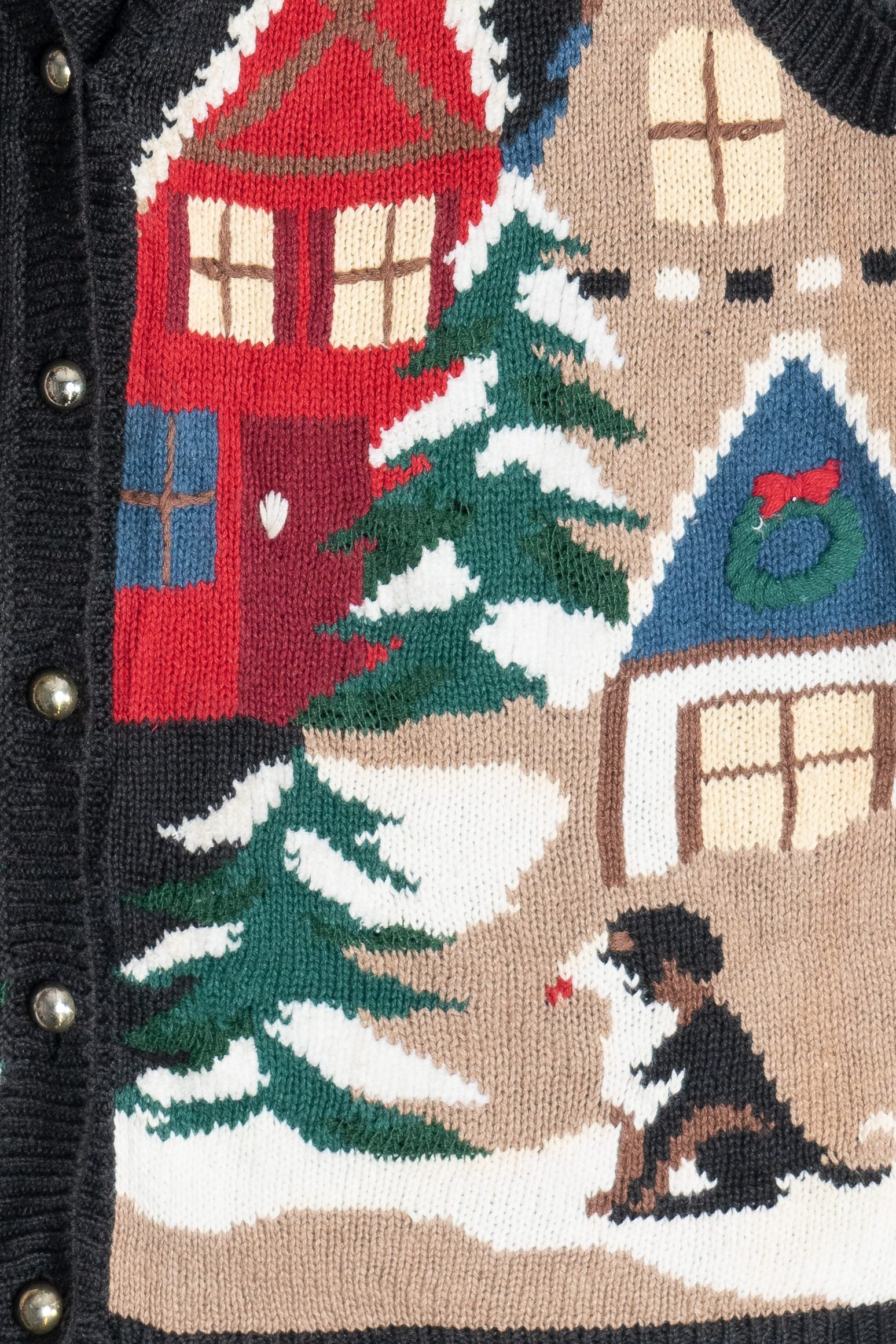 Vintage Scenic Holiday Town Ugly Christmas Sweater Vest (1990s)