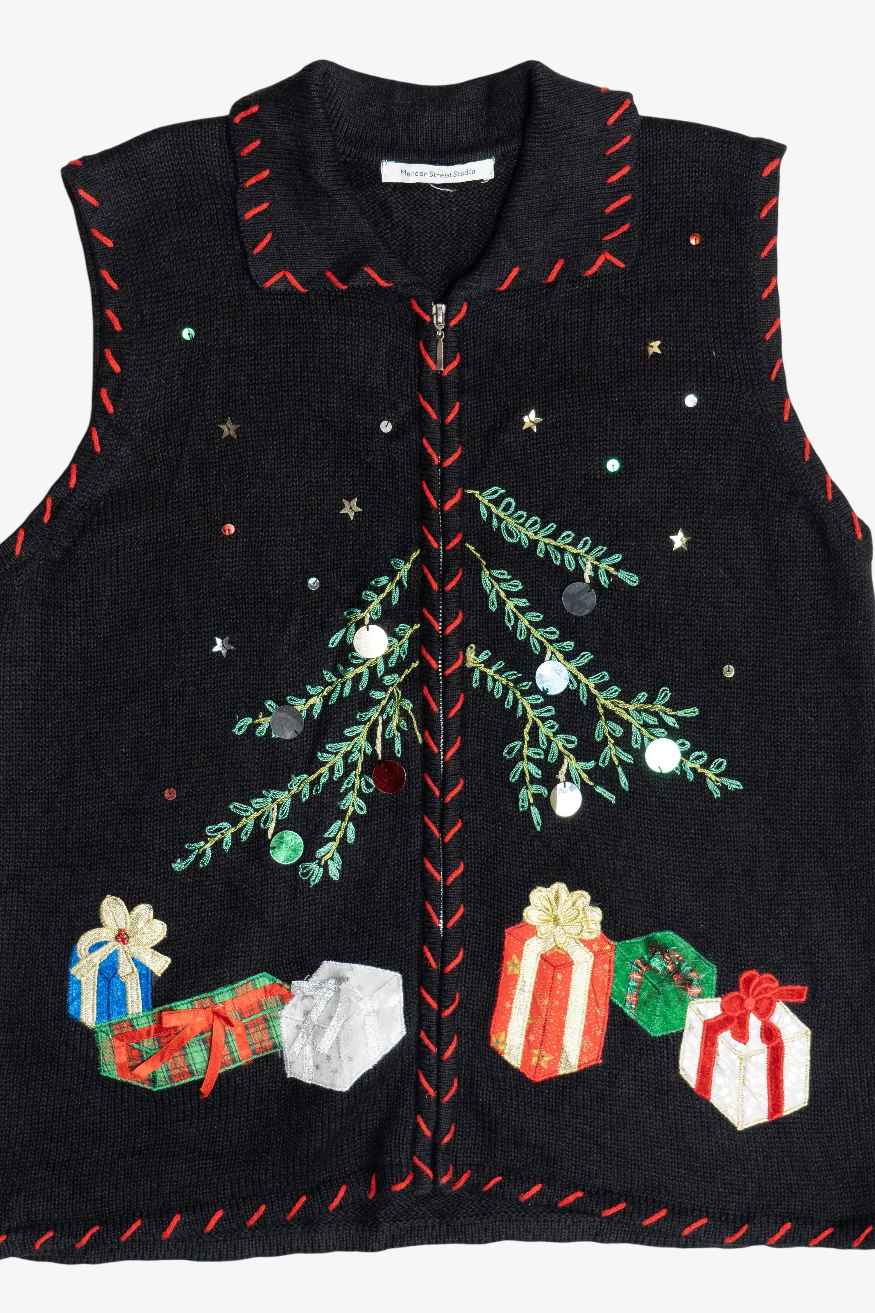 Vintage Christmas Tree With Presents Ugly Christmas Sweater Vest (2000s)