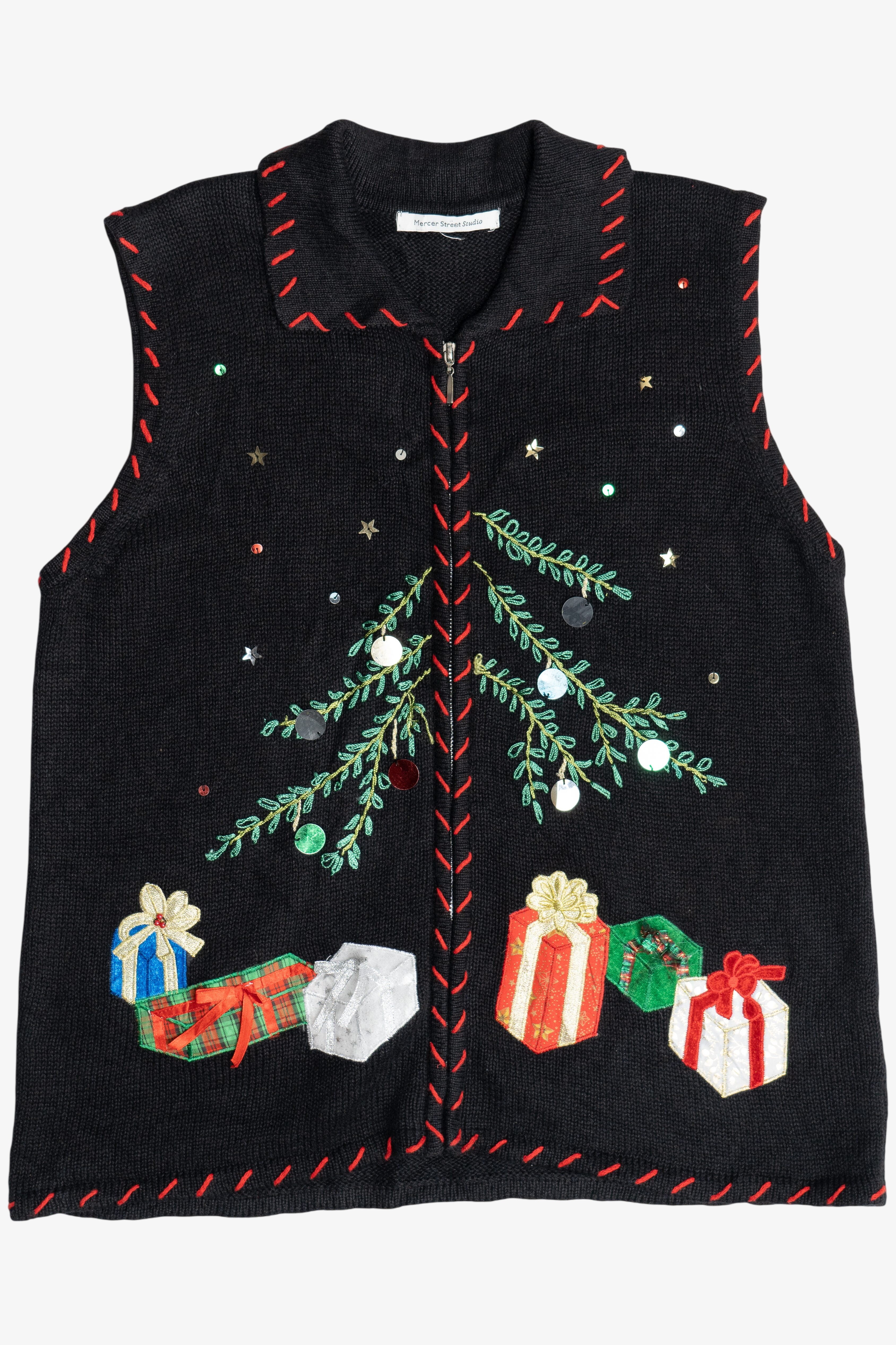Vintage Christmas Tree With Presents Ugly Christmas Sweater Vest (2000s)