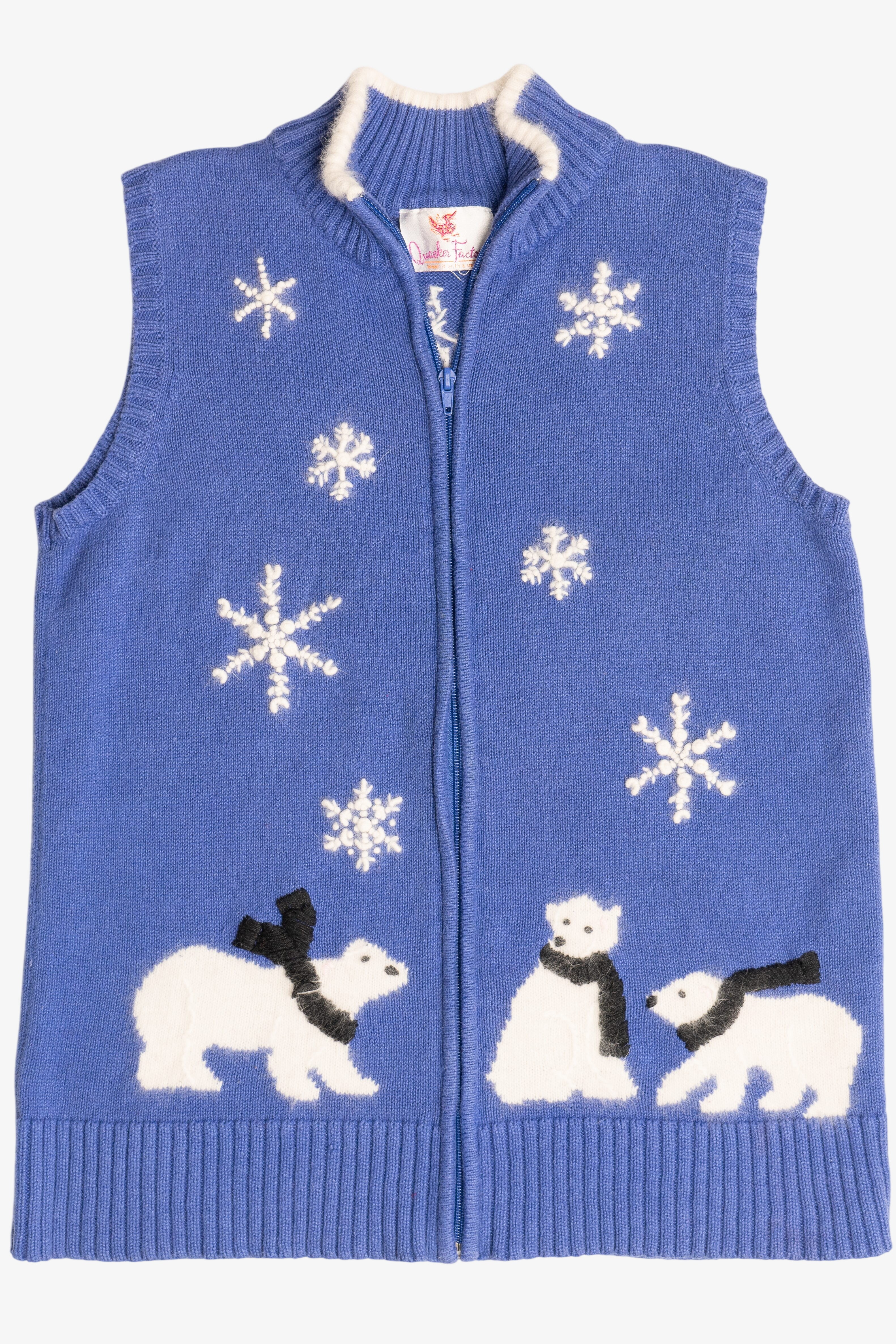 Vintage Polar Bears Quacker Factory Ugly Christmas Sweater Vest (2000s)
