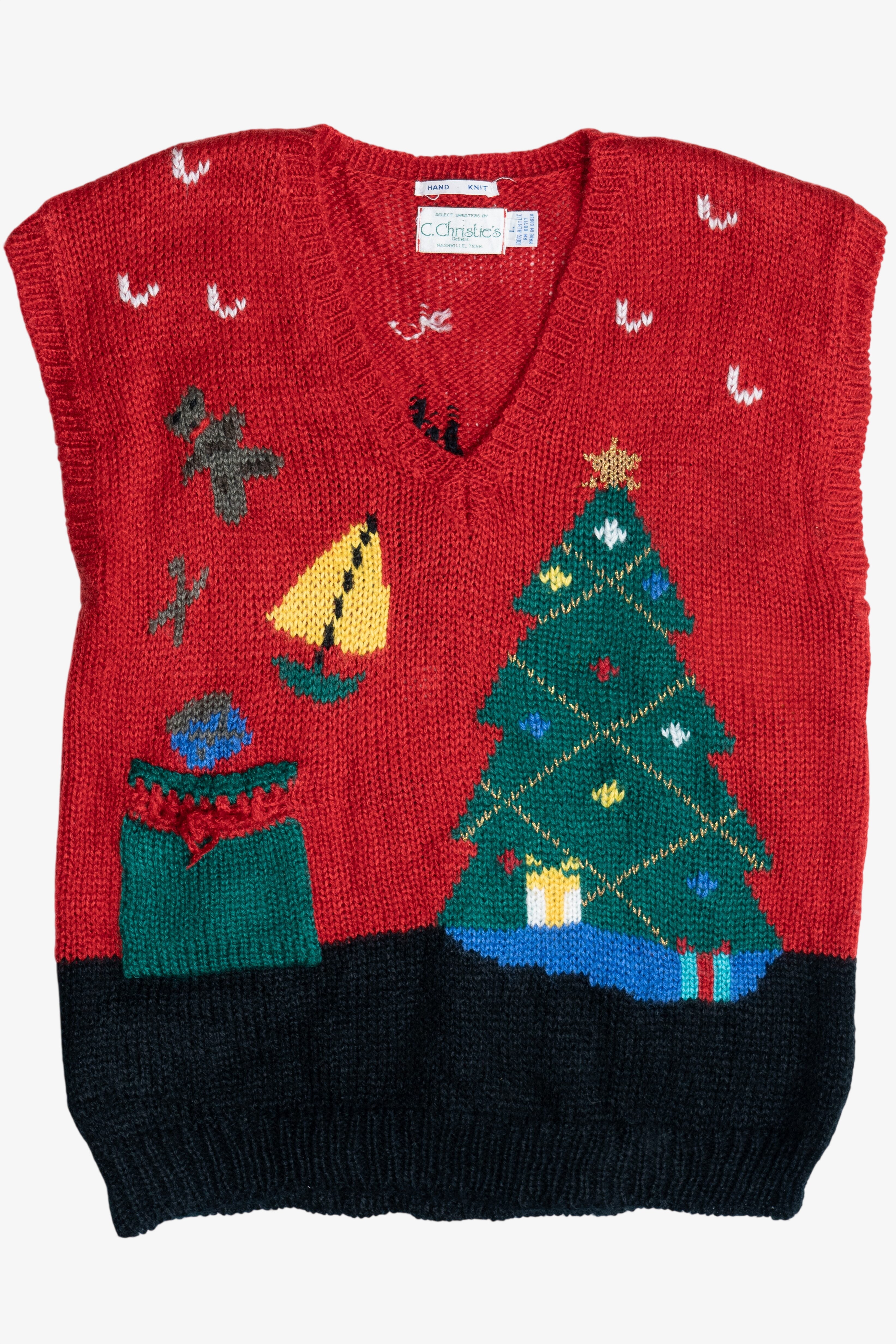 Vintage C. Christie's Hand Knit Ugly Christmas Sweater Vest (1980s)