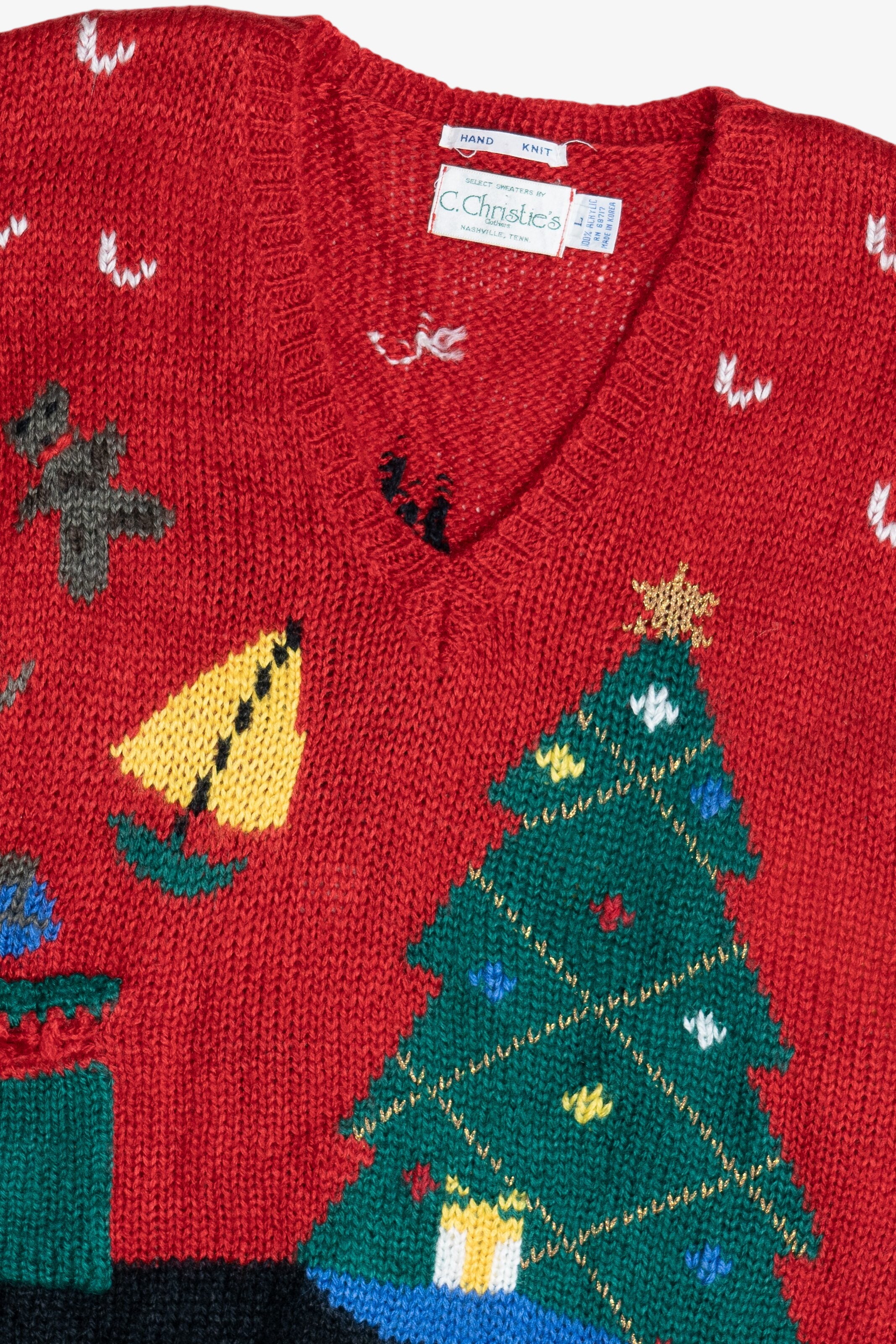 Vintage C. Christie's Hand Knit Ugly Christmas Sweater Vest (1980s)