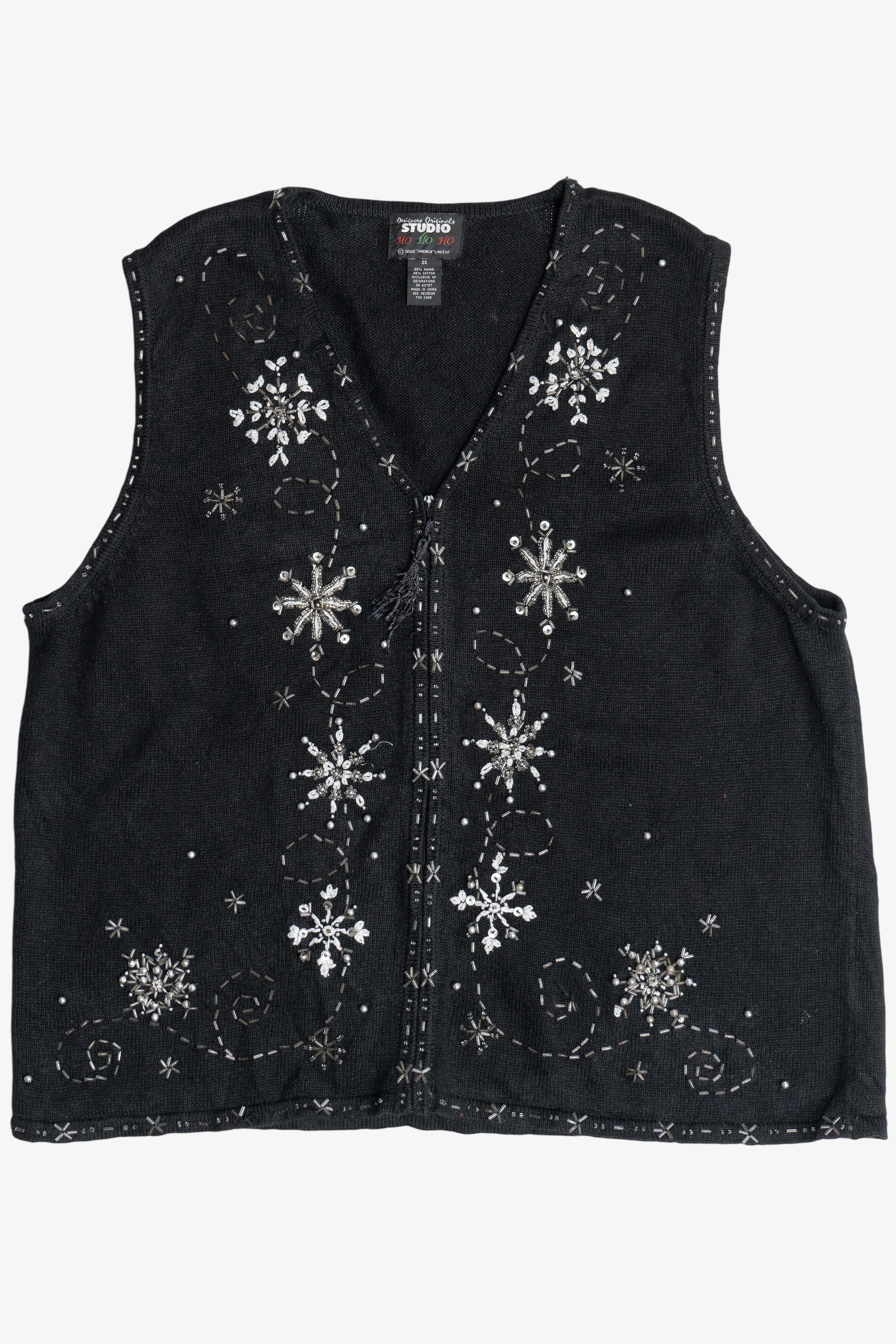 Vintage Snowflakes Ugly Christmas Sweater Vest (1990s)