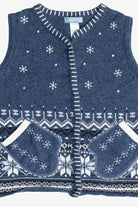 Vintage Snowflakes With Mitten Pockets Ugly Christmas Sweater Vest (2000s)