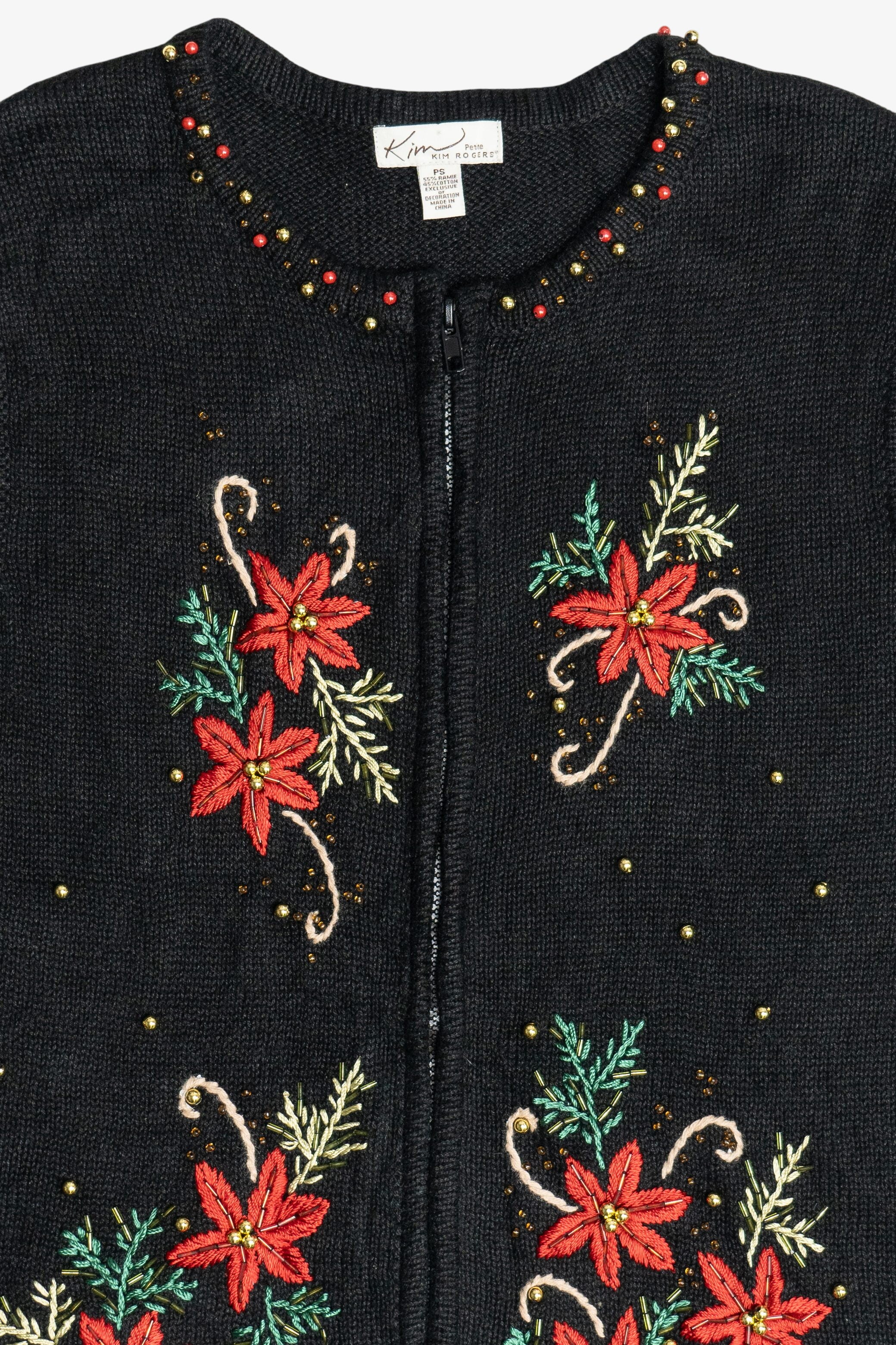 Vintage Poinsettias Ugly Christmas Sweater Vest (1990s)