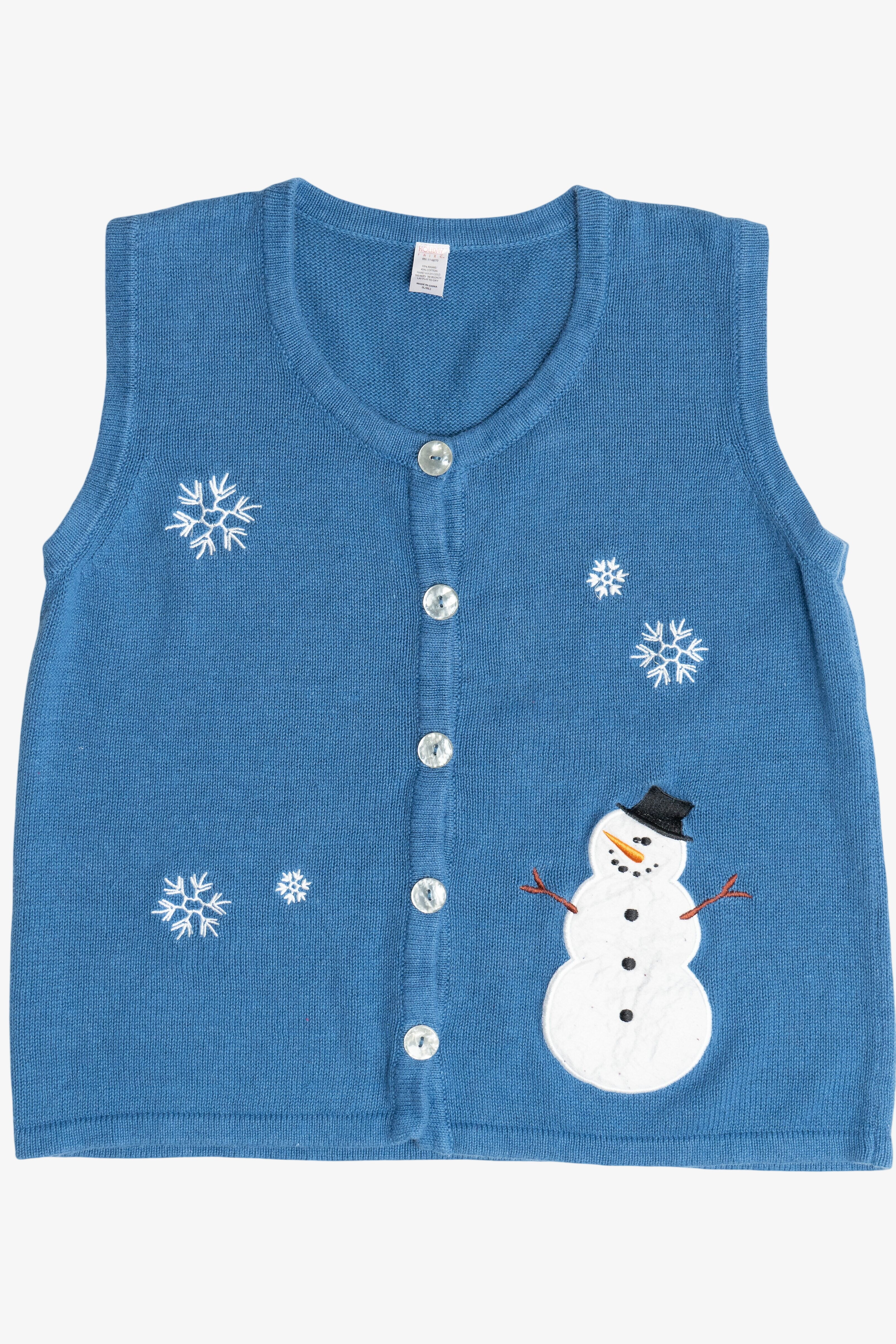 Vintage Snowman Holiday Faire Ugly Christmas Vest (2000s)