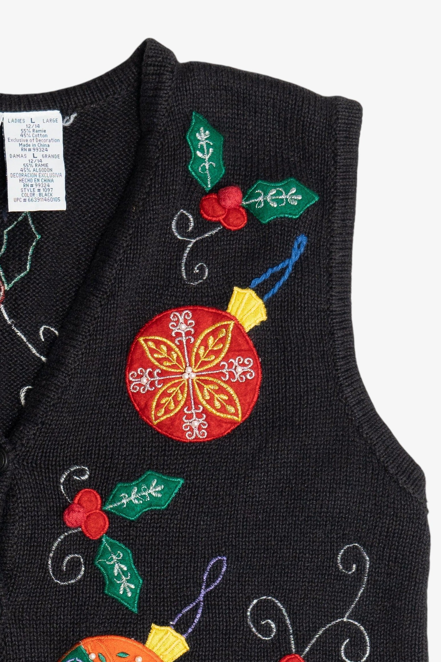 Vintage Bobbie Brooks Ornaments Ugly Christmas Vest (1990s)