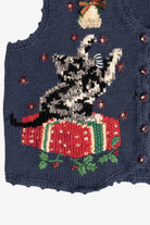Vintage Cat Playing With Ornament Ugly Christmas Vest (1990s)