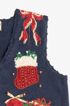 Vintage Cat Playing With Ornament Ugly Christmas Vest (1990s)