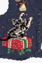 Vintage Cat Playing With Ornament Ugly Christmas Vest (1990s)