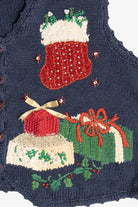 Vintage Cat Playing With Ornament Ugly Christmas Vest (1990s)