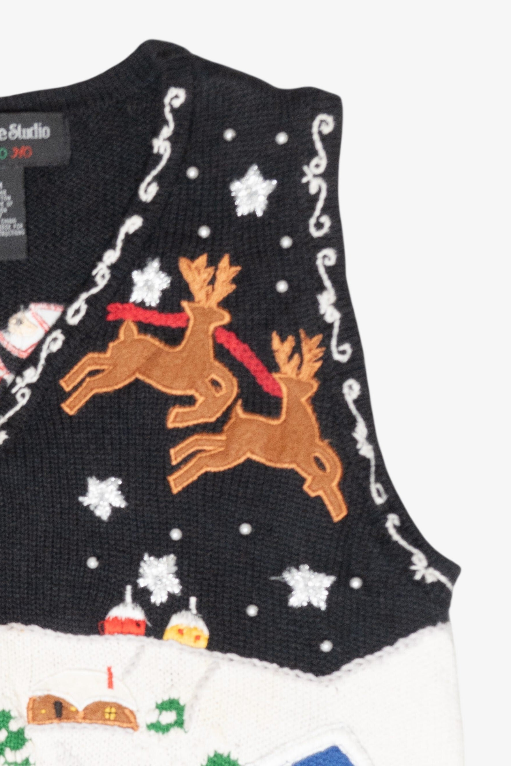 Sleigh Ride Vintage Ugly Christmas Sweater Vest (2000s)
