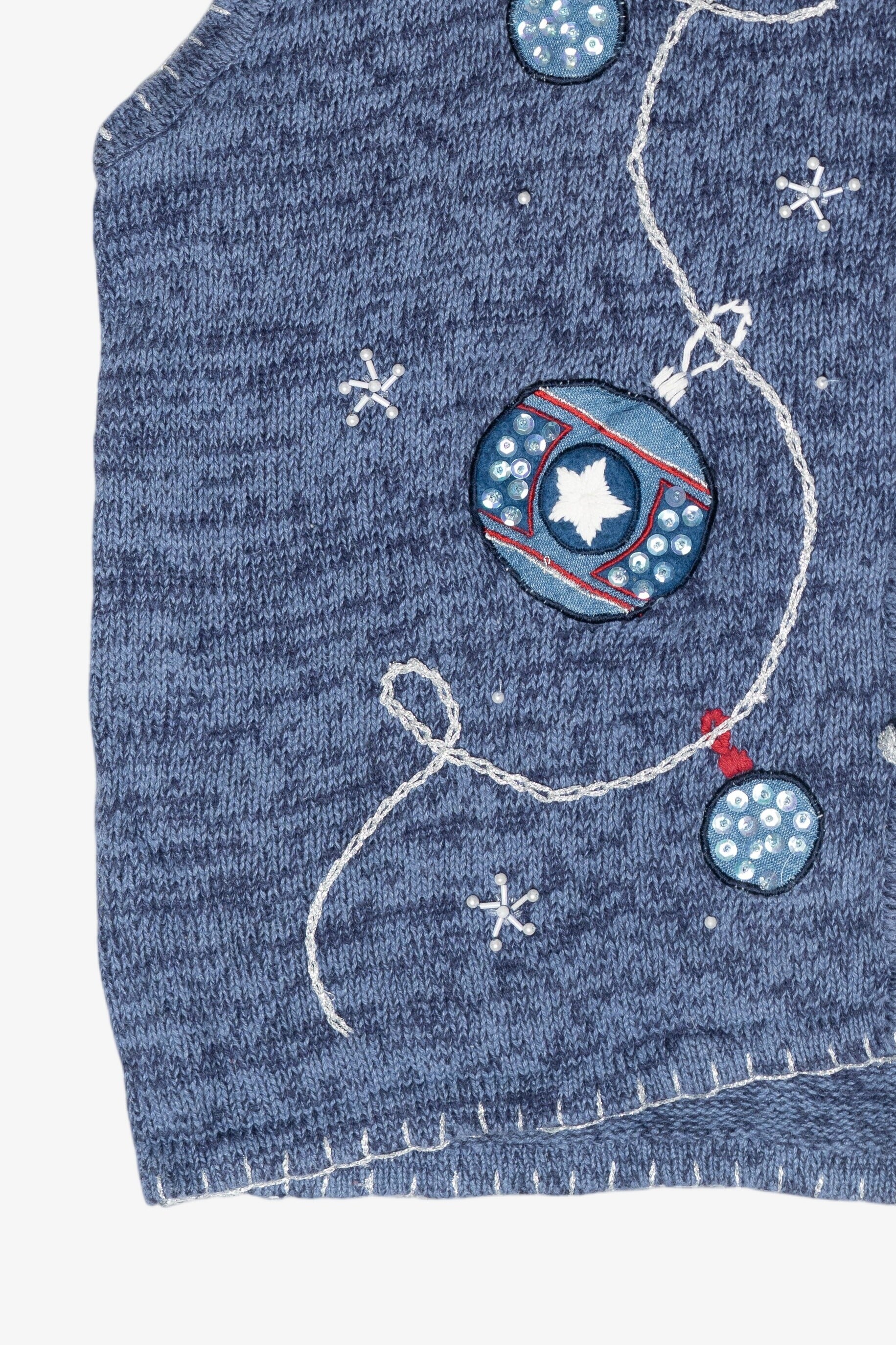 Red, White & Blue Ornaments Vintage Ugly Christmas Vest (1990s)