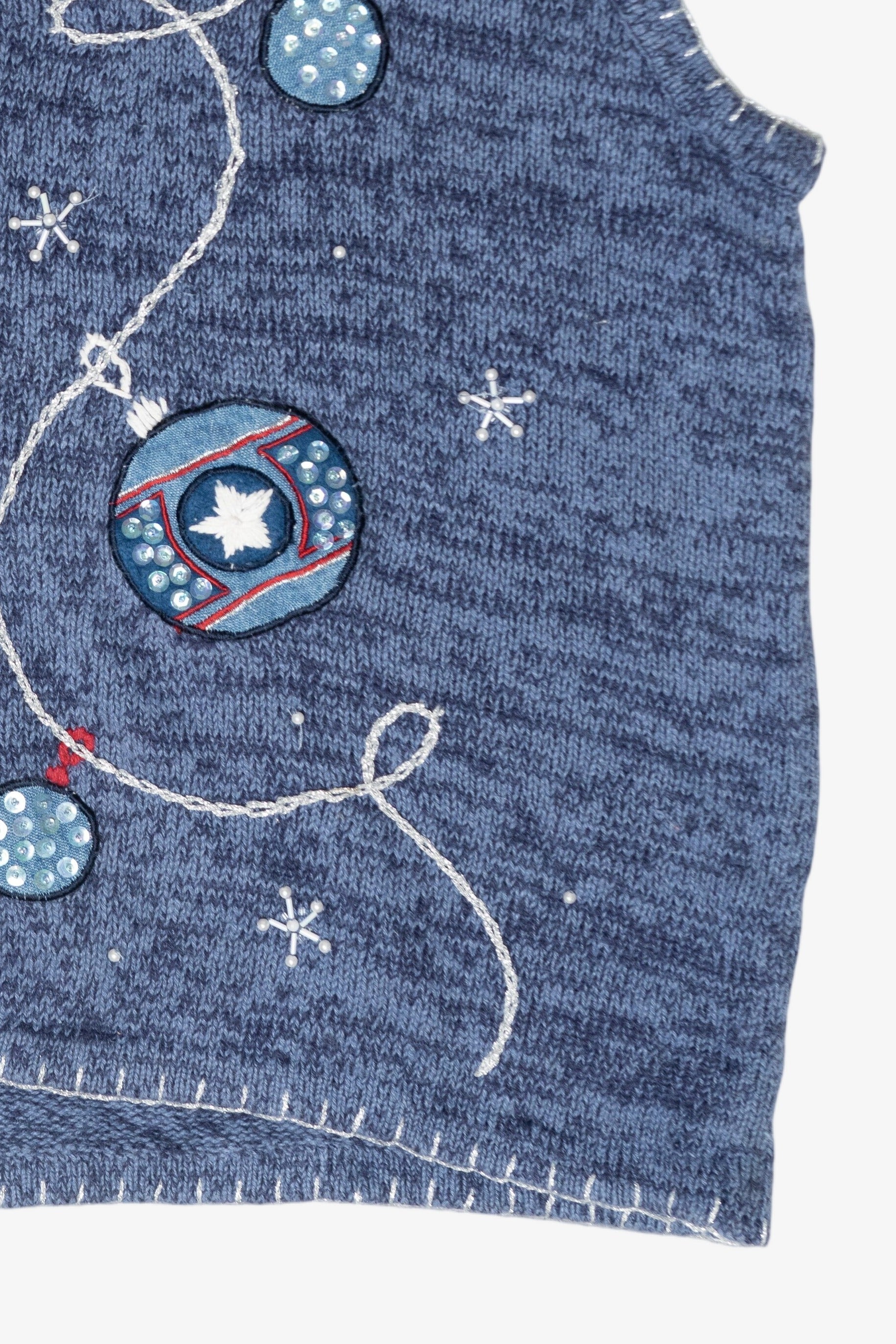Red, White & Blue Ornaments Vintage Ugly Christmas Vest (1990s)