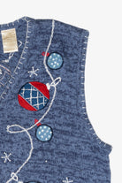 Red, White & Blue Ornaments Vintage Ugly Christmas Vest (1990s)