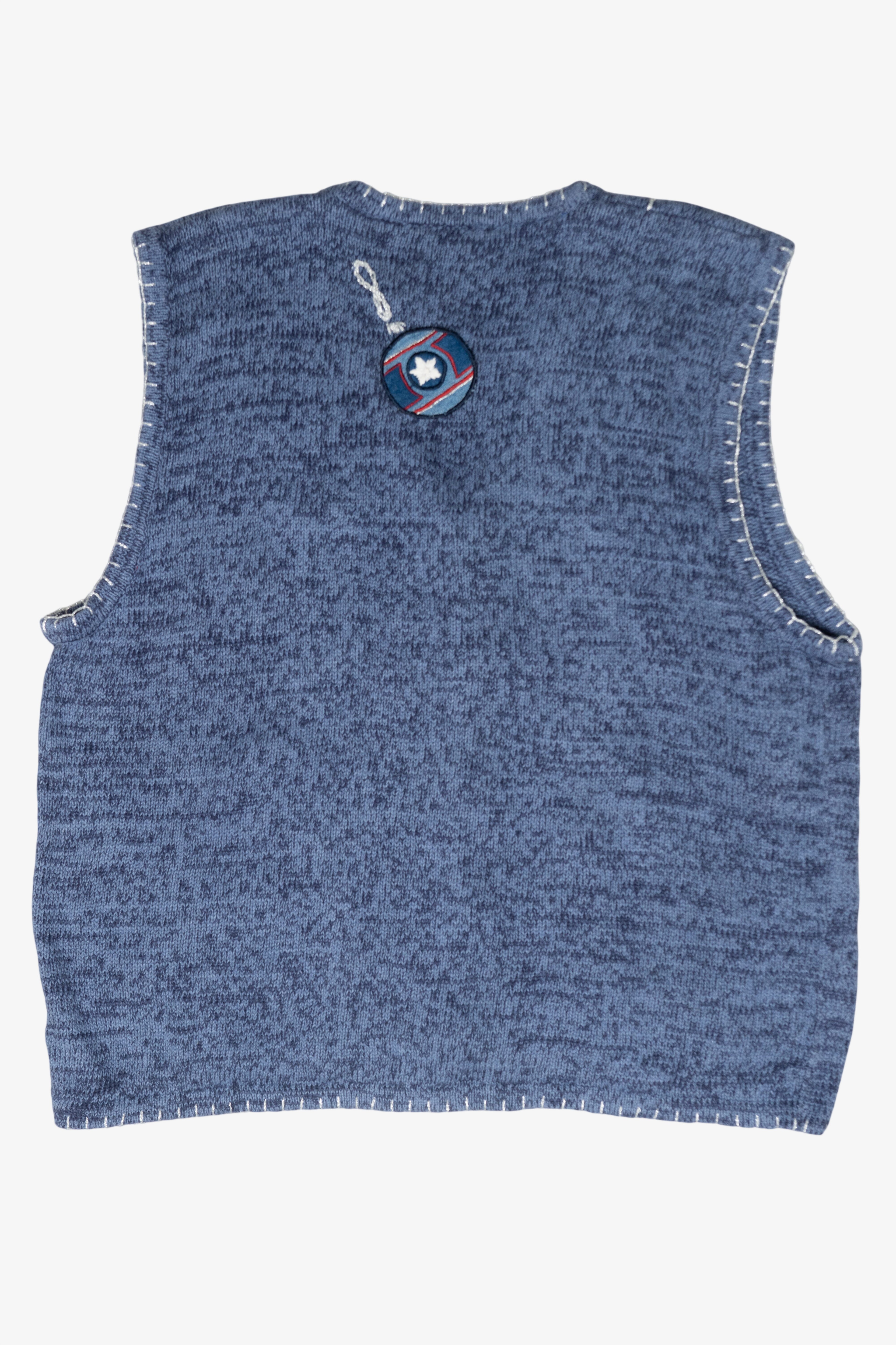 Red, White & Blue Ornaments Vintage Ugly Christmas Vest (1990s)