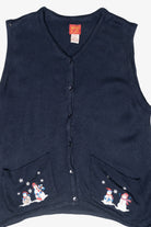 Snowman Pockets Vintage Ugly Christmas Sweater Vest (1990s)
