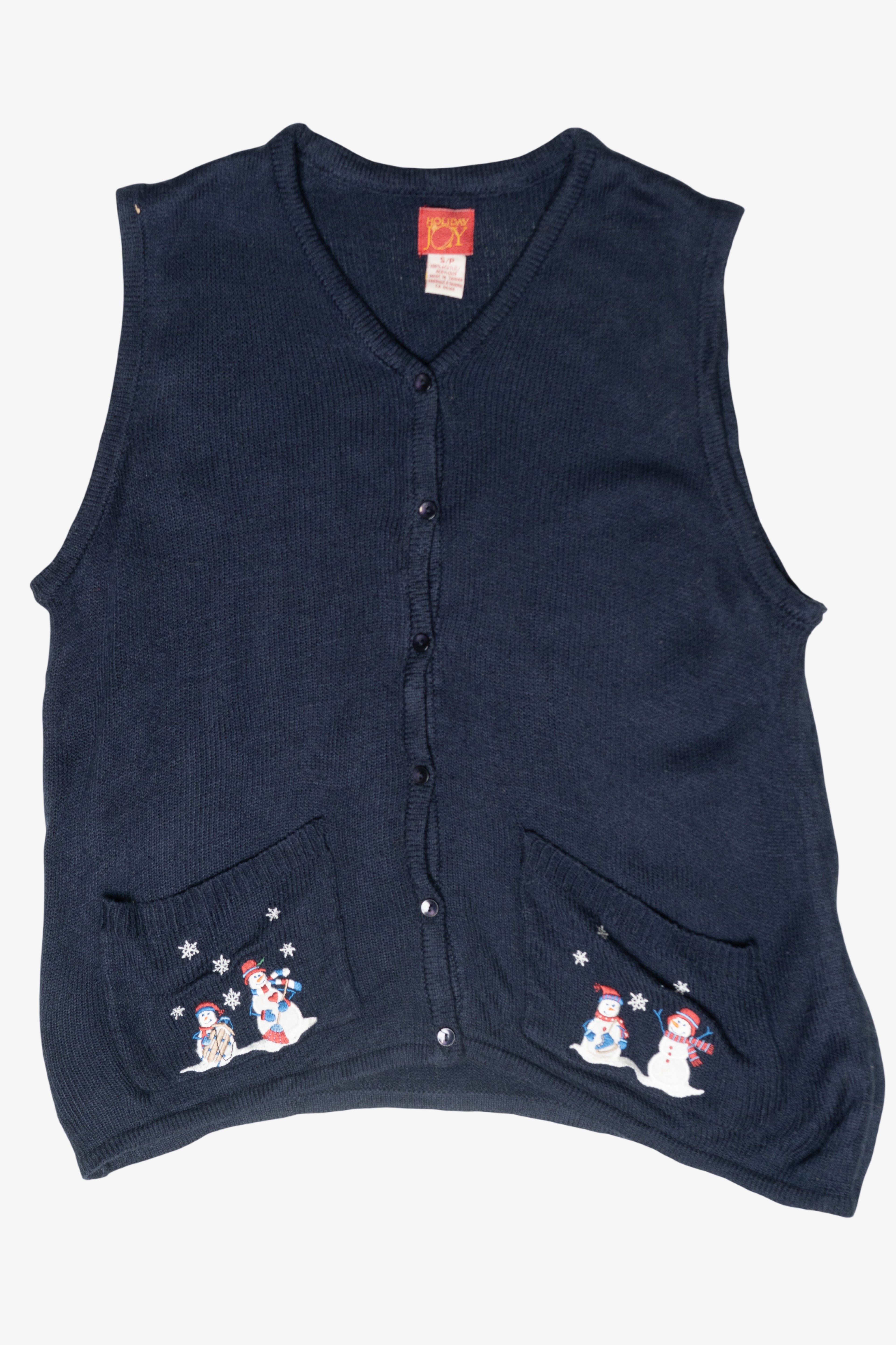 Snowman Pockets Vintage Ugly Christmas Sweater Vest (1990s)