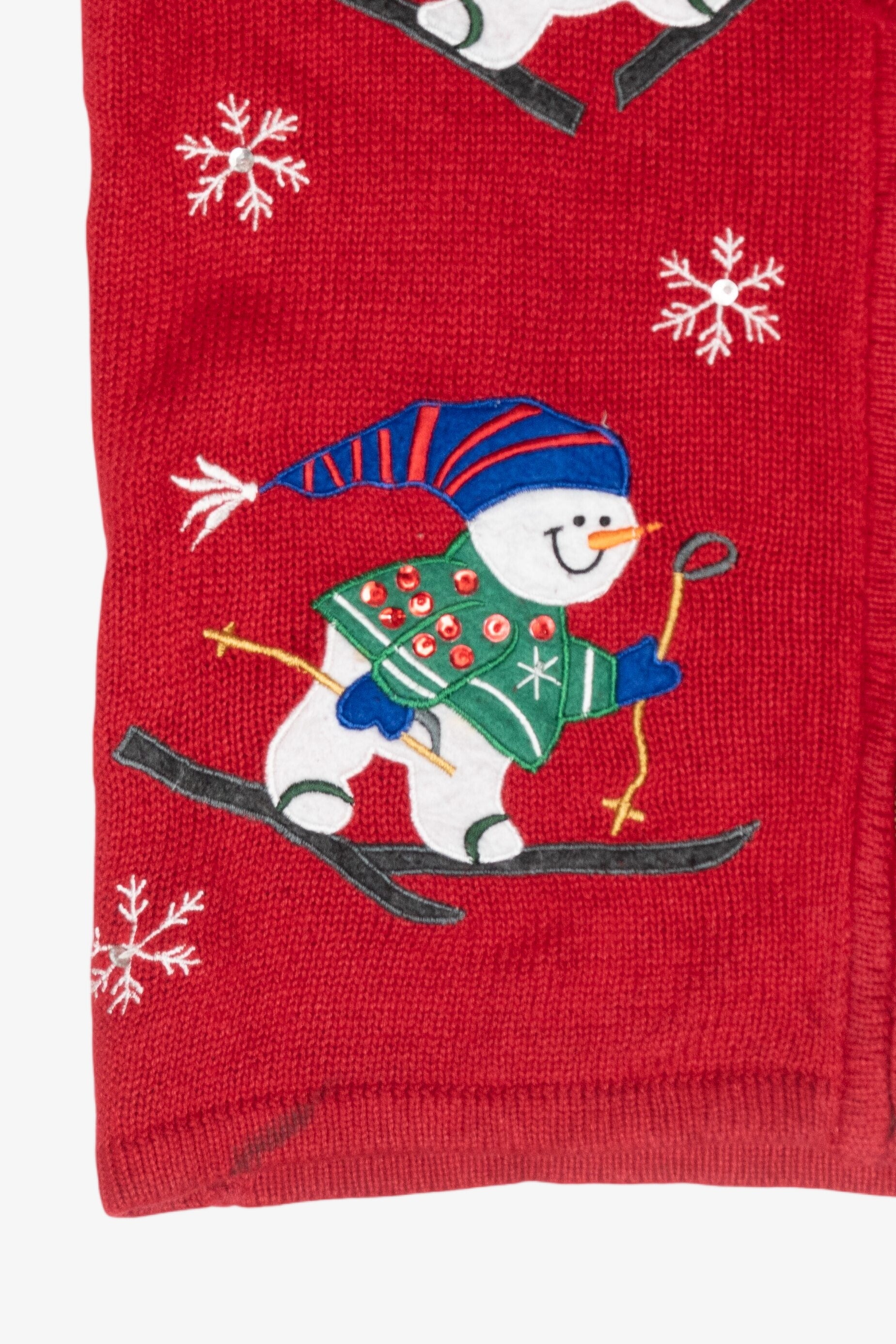 Skiing Snowmen Vintage Ugly Christmas Sweater Vest (1990s)