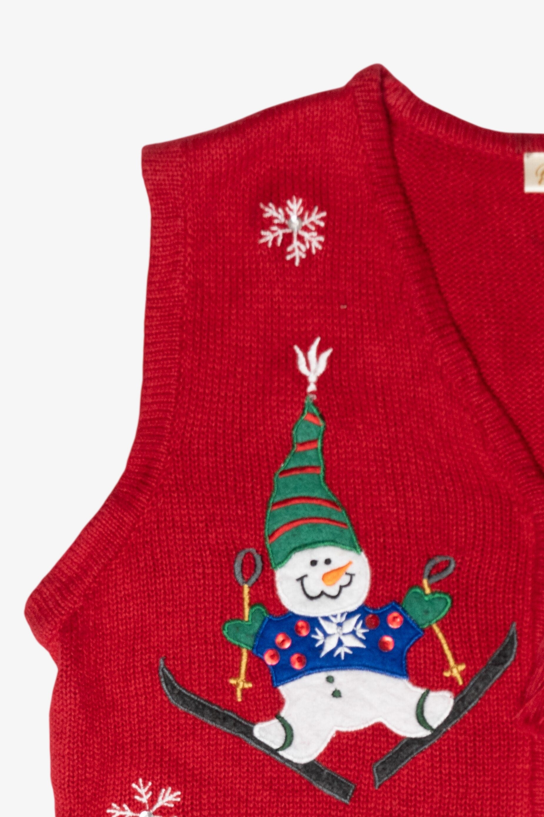 Skiing Snowmen Vintage Ugly Christmas Sweater Vest (1990s)