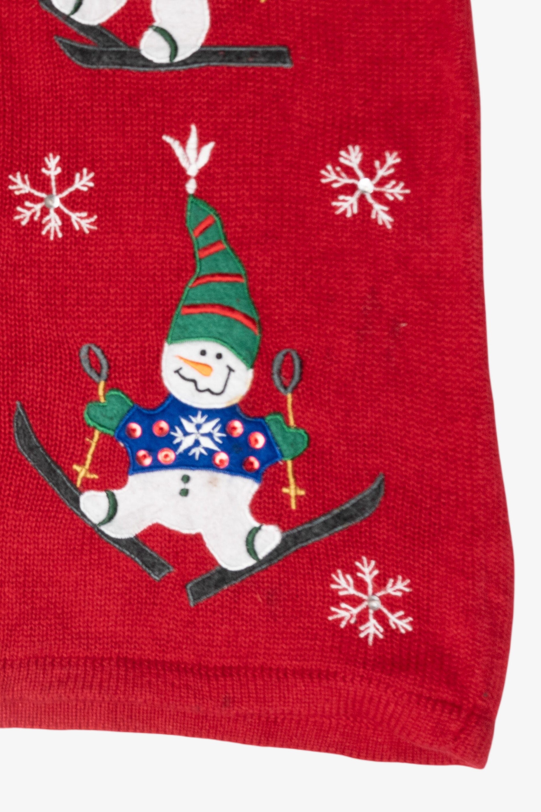 Skiing Snowmen Vintage Ugly Christmas Sweater Vest (1990s)