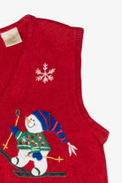 Skiing Snowmen Vintage Ugly Christmas Sweater Vest (1990s)
