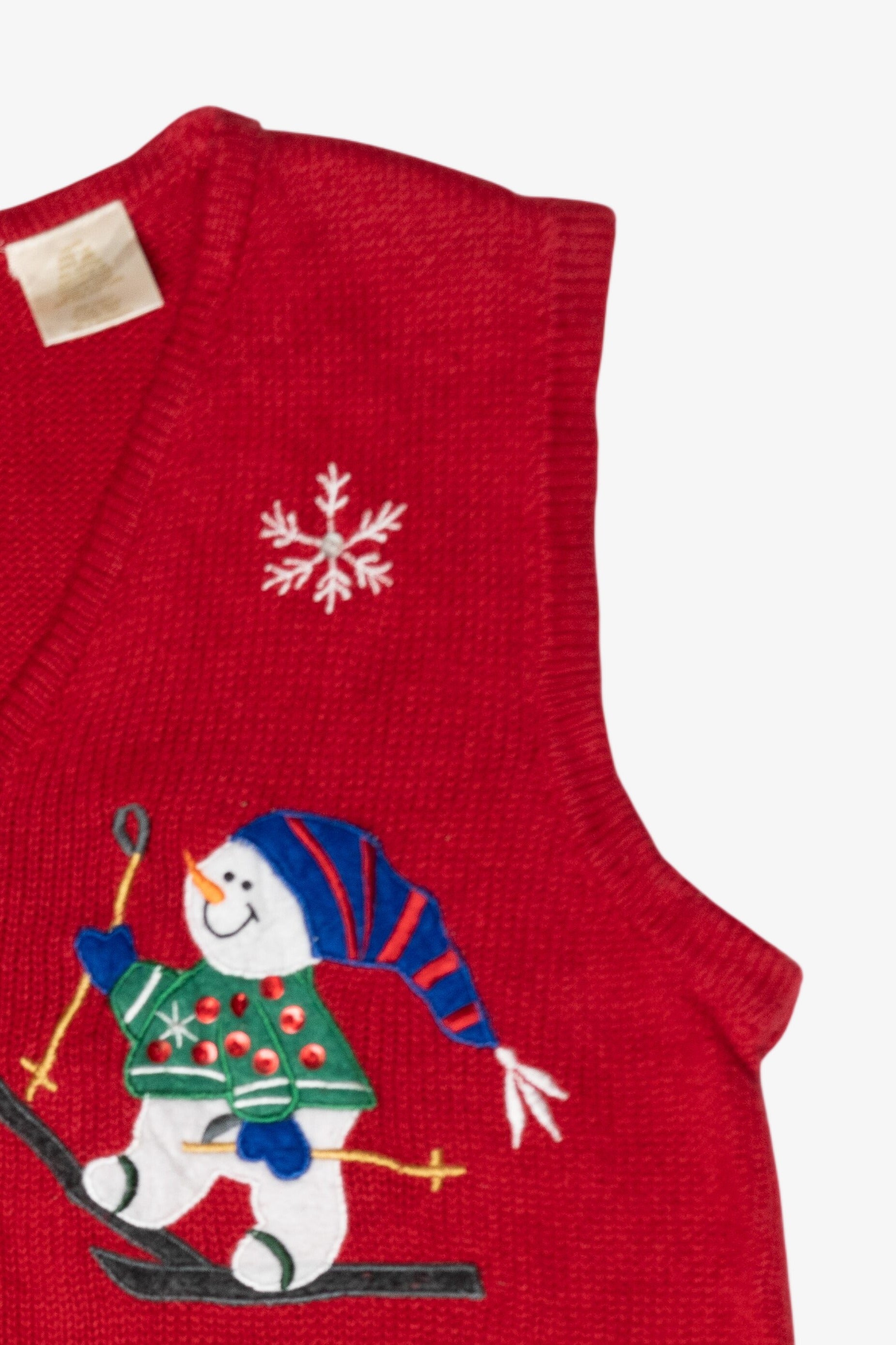 Skiing Snowmen Vintage Ugly Christmas Sweater Vest (1990s)
