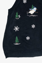 Skating Snowmen Vintage Ugly Christmas Sweater Vest (1990s)