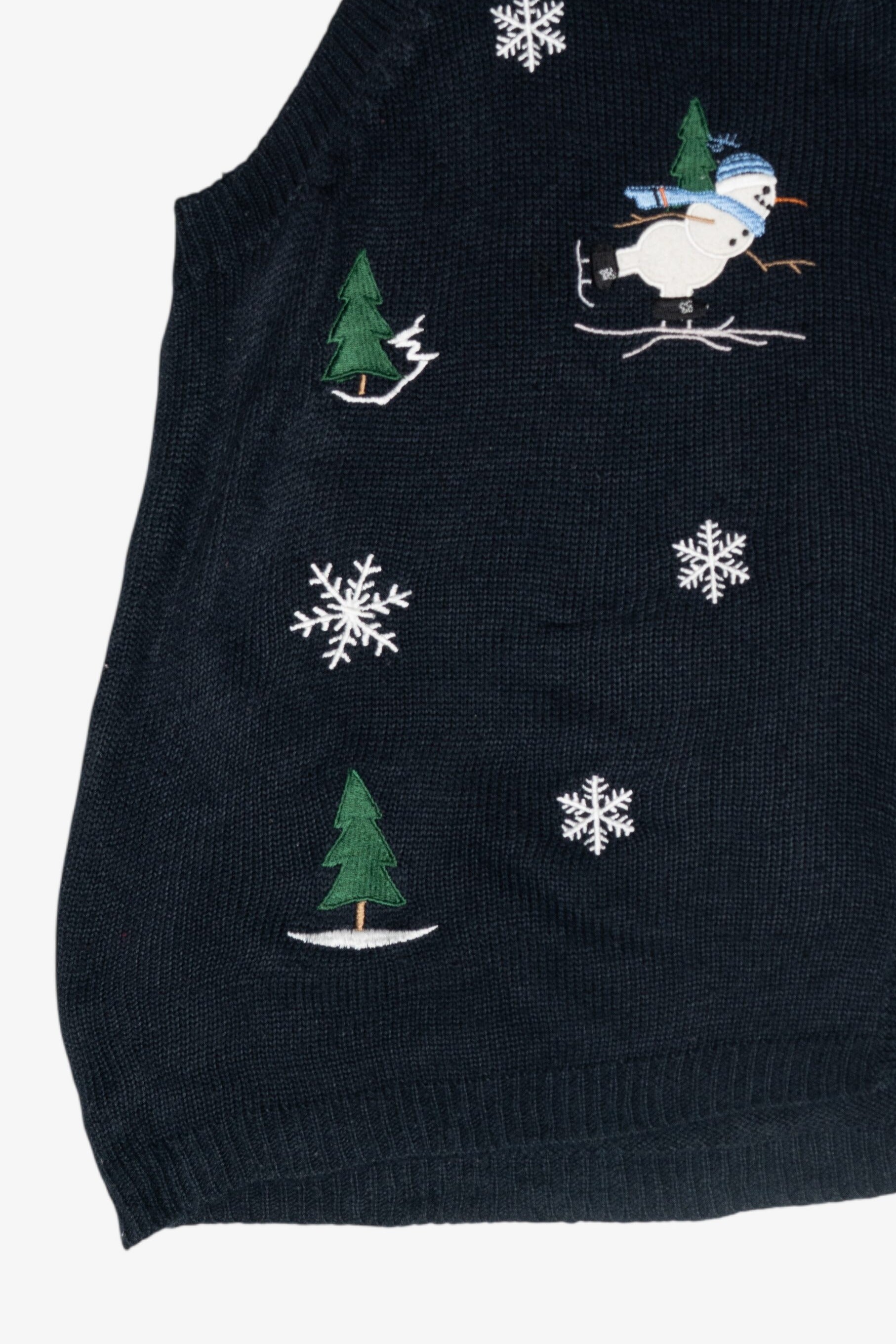 Skating Snowmen Vintage Ugly Christmas Sweater Vest (1990s)