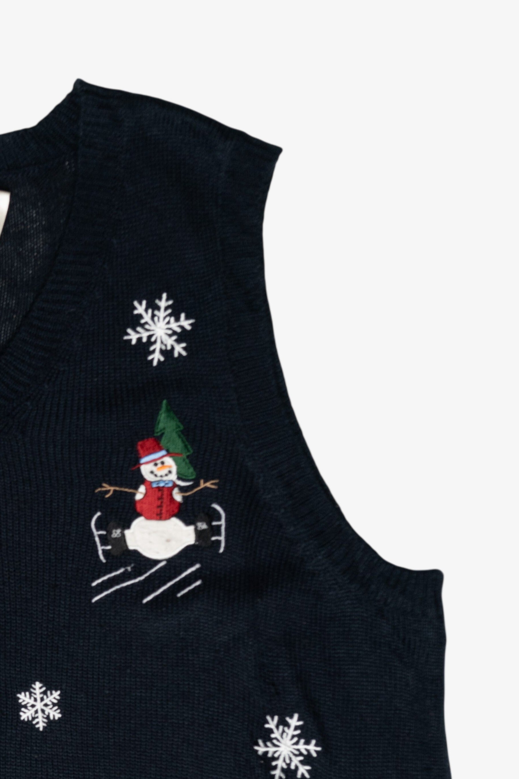 Skating Snowmen Vintage Ugly Christmas Sweater Vest (1990s)