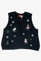 Skating Snowmen Vintage Ugly Christmas Sweater Vest (1990s)
